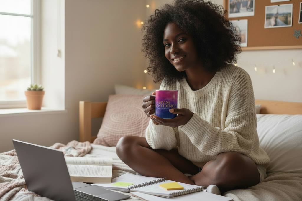 Divine Confidence Mug Lifestyle – Consistent Skin Tone